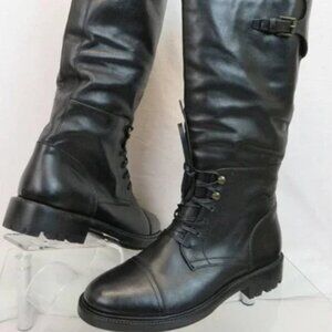 39.5/US9.5❤️ BELSTAFF BANBRIDGE BLACK LEATHER LACE UP TRAILMASTER TALL BOOTS